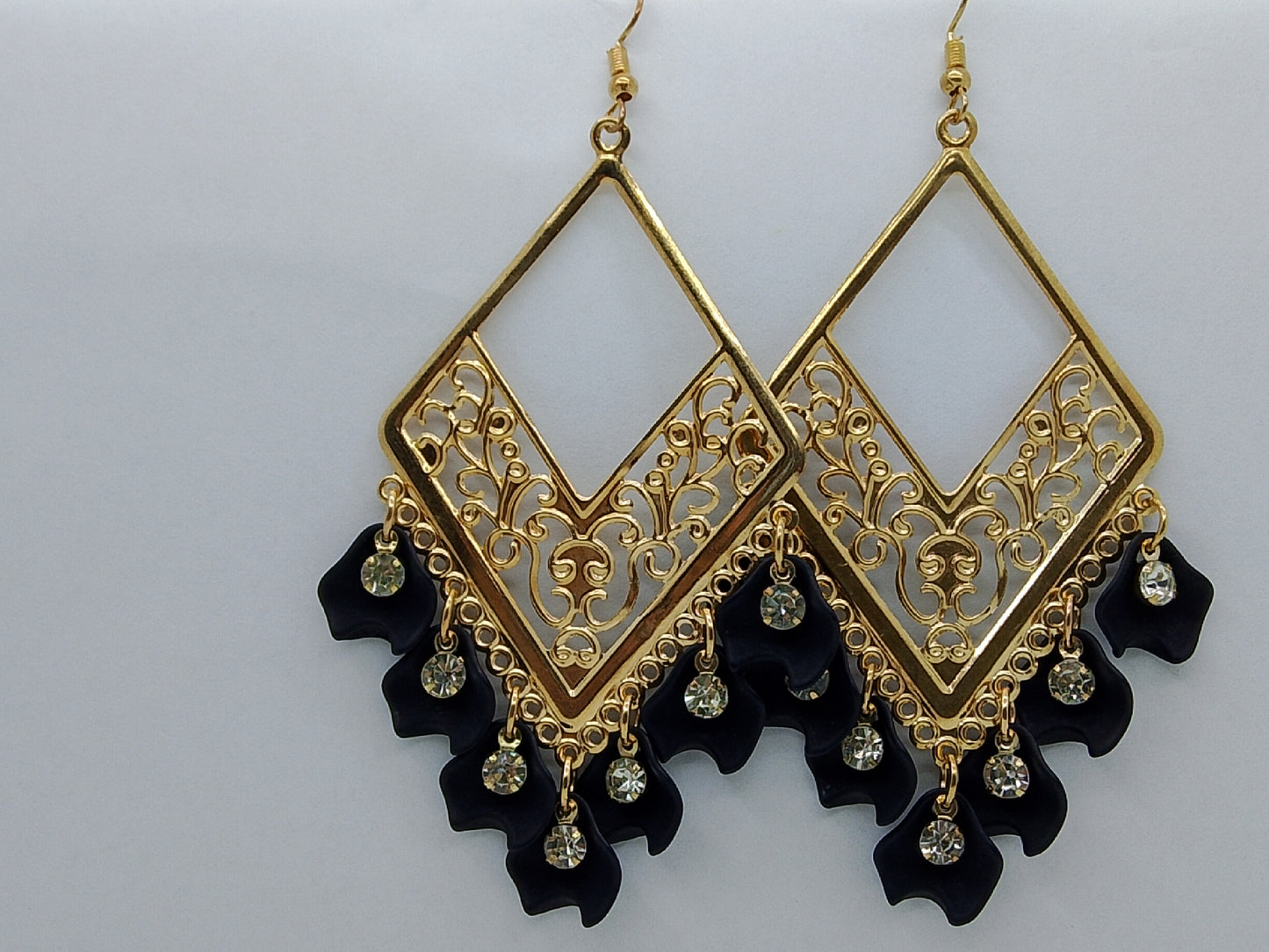 Golden Coral Dangle Earrings