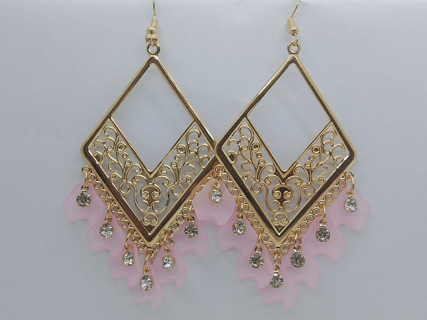 Golden Coral Dangle Earrings