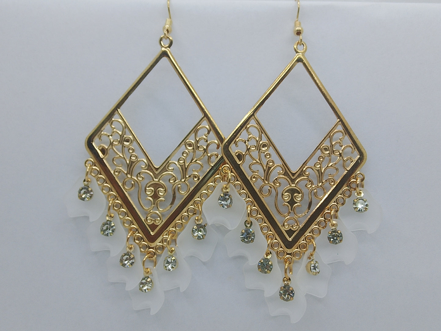 Golden Coral Dangle Earrings