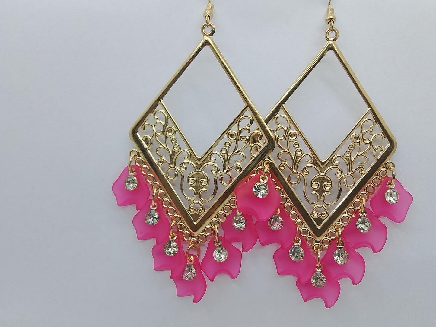 Golden Coral Dangle Earrings
