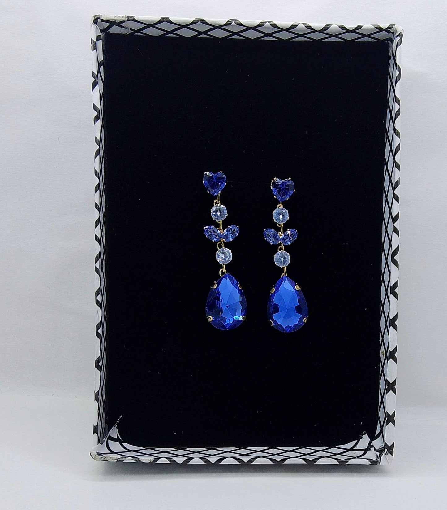 Royal Blue Crystal Drop Earrings β Elegant Party Wear