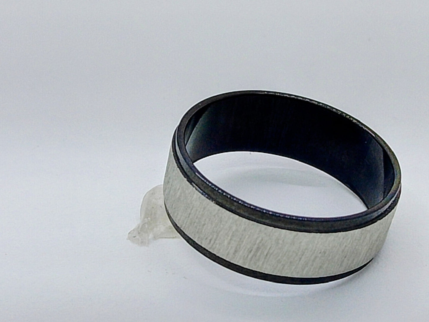 Classic Silver Band Ring with Black Edge – Minimalist Style