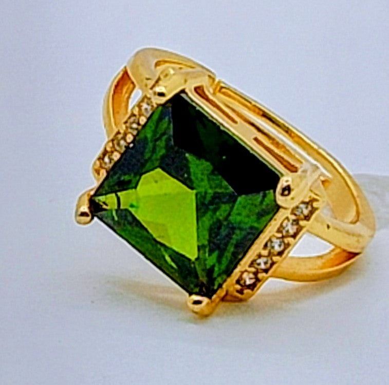 Green Radiance Square-Cut Ring