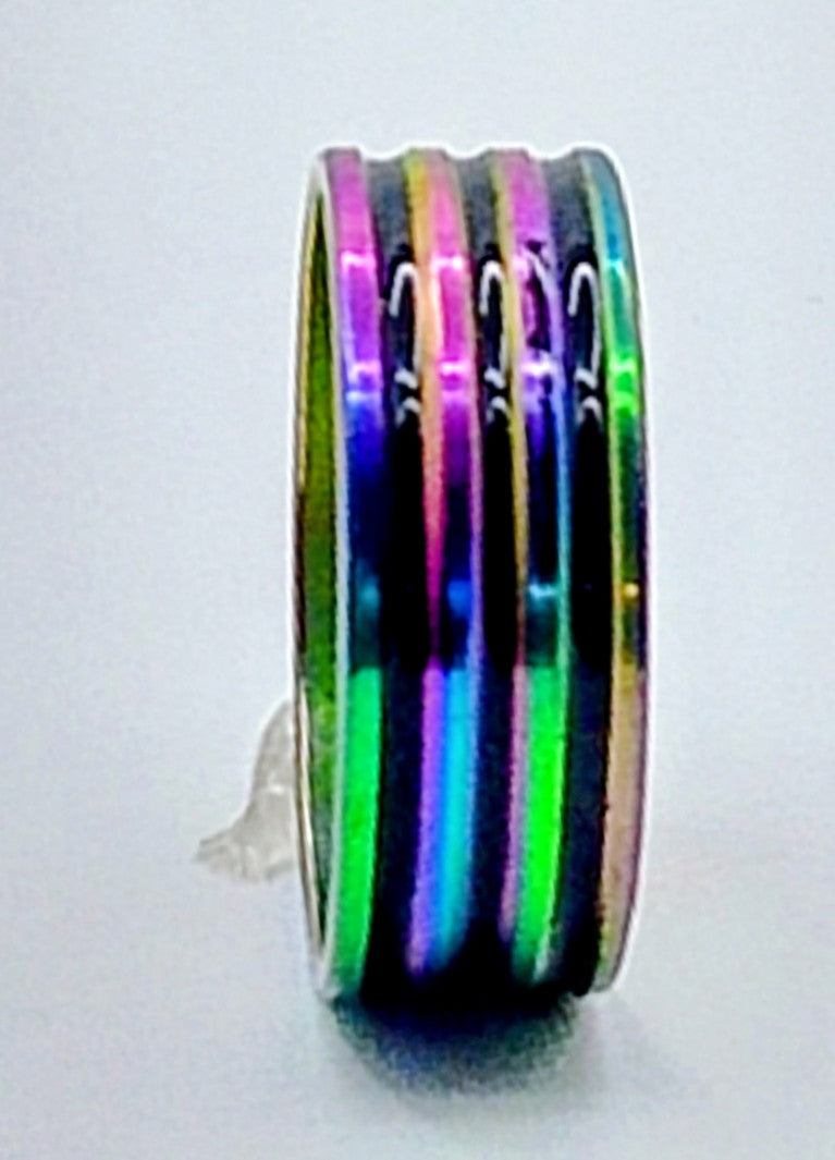 Rainbow Finish Band Ring – Multicolor Statement Design