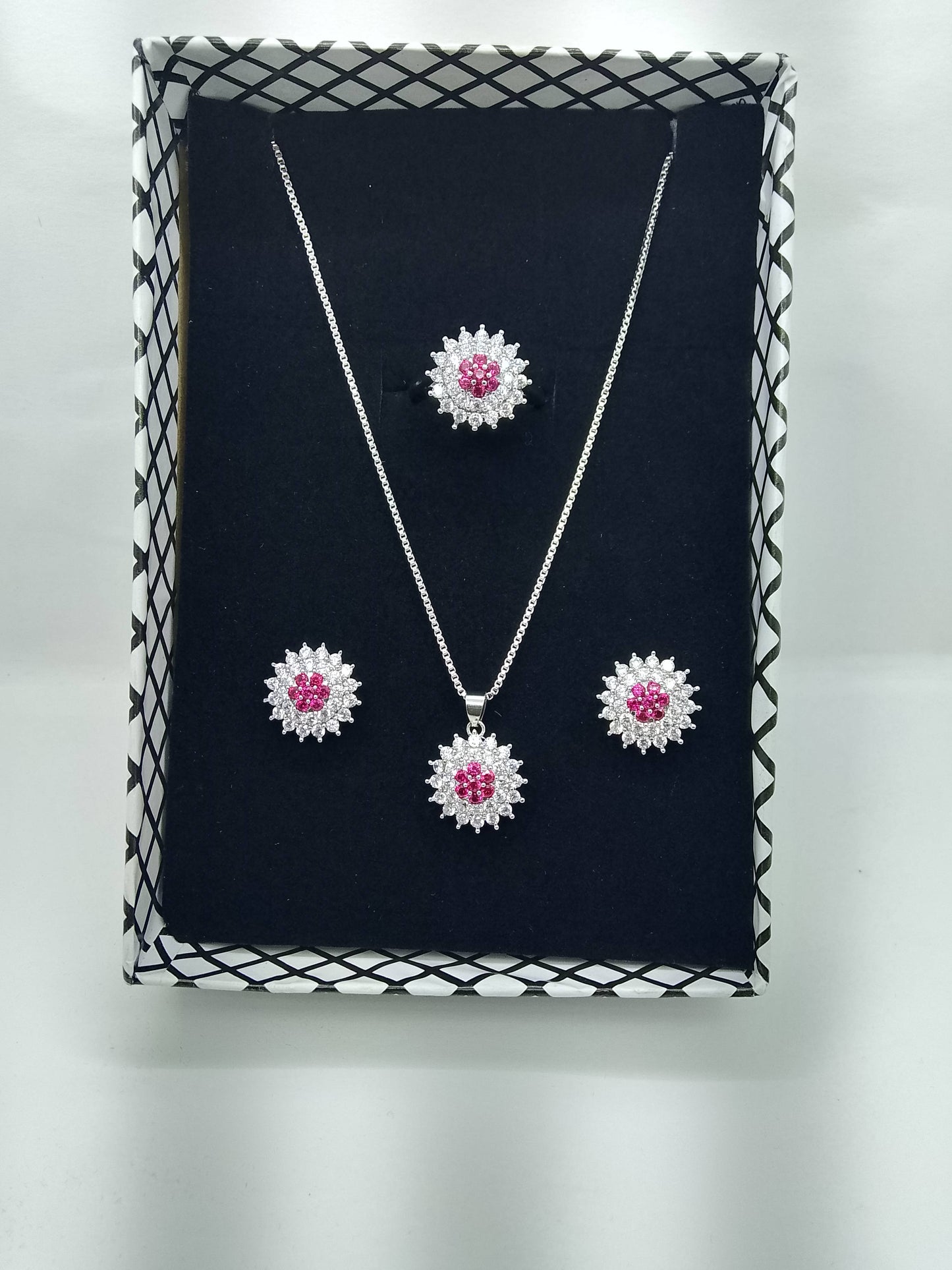 Ruby Bloom Floral Necklace Set – Premium Party Wear