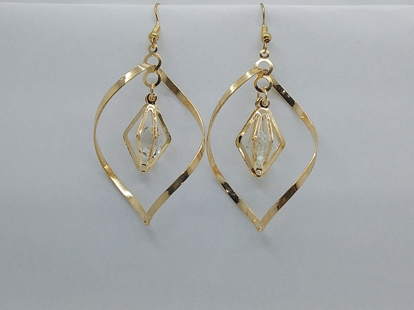 Golden Twist Crystal Drop Earrings