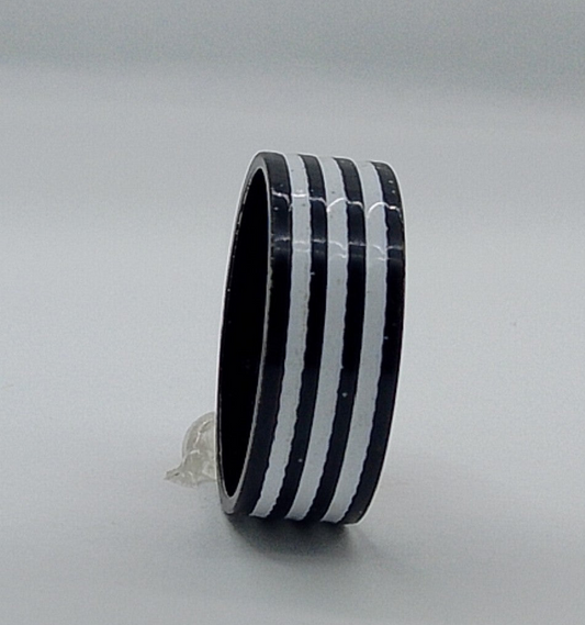Mono Stripe Statement Ring