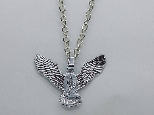 Silver Winged Cobra Pendant Necklace