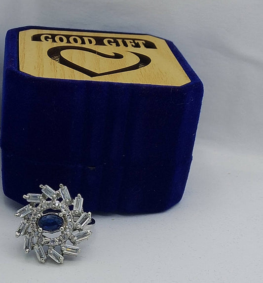 Royal Blue Crystal Statement Ring