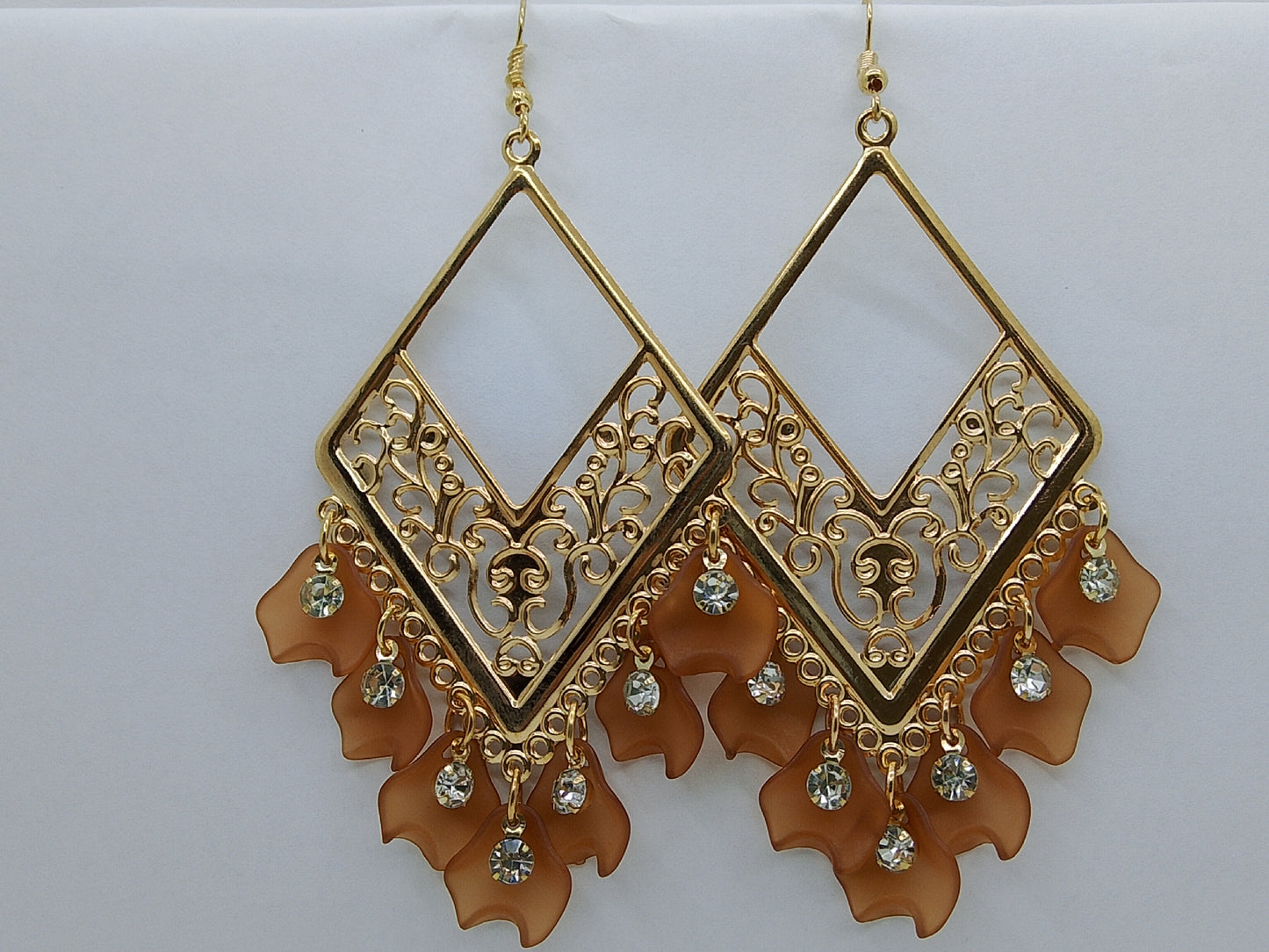 Golden Coral Dangle Earrings
