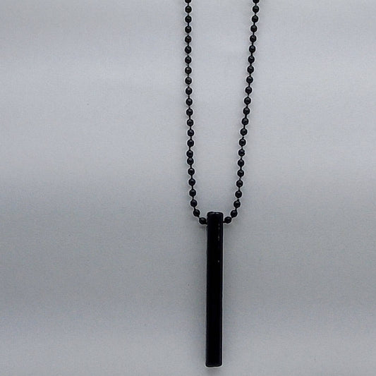 Black Minimalist Bar Pendant Necklace