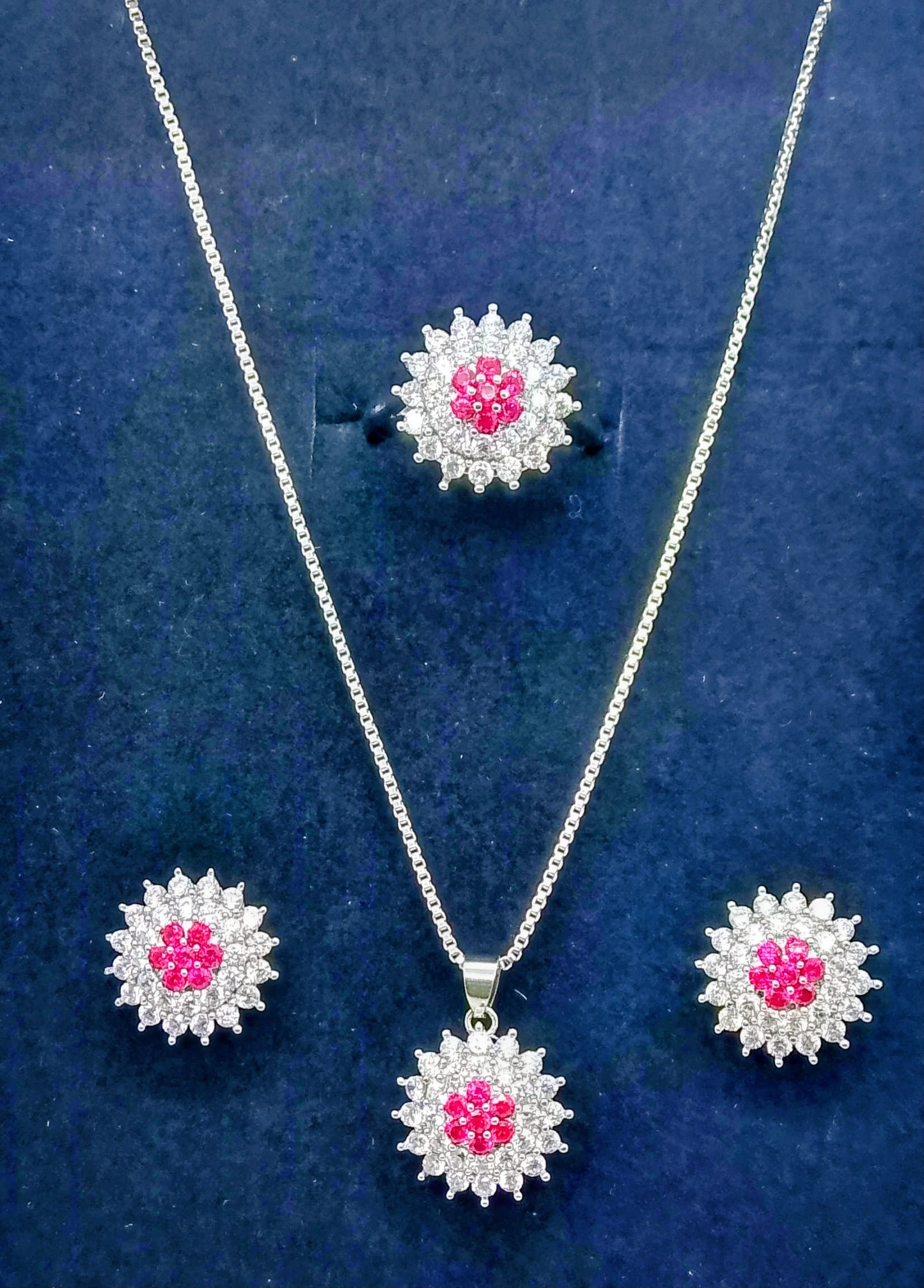 Ruby Bloom Floral Necklace Set – Premium Party Wear