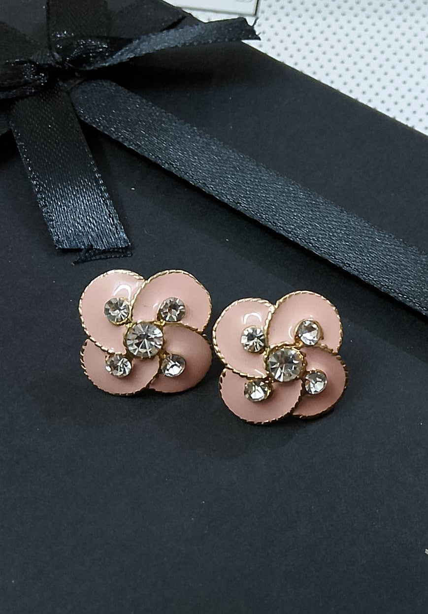 Blush Blossom Crystal Earrings – Elegant Floral Collection