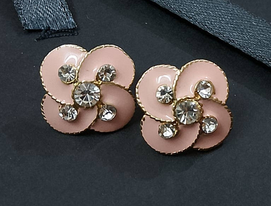 Blush Blossom Crystal Earrings – Elegant Floral Collection