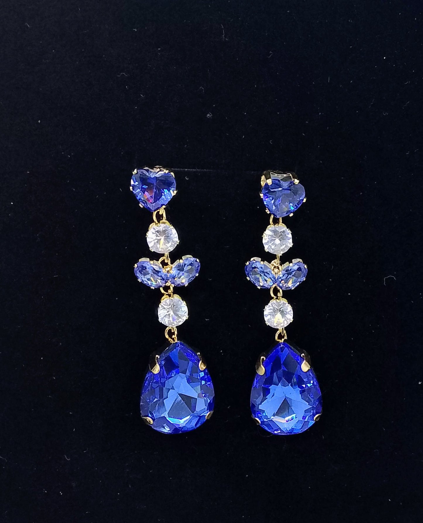 Royal Blue Crystal Drop Earrings – Elegant Party Wear