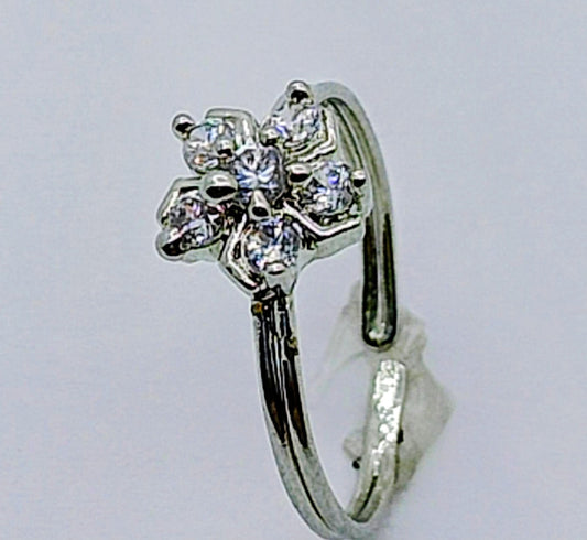Crystal Bloom Ring – Silver-Tone Floral Design