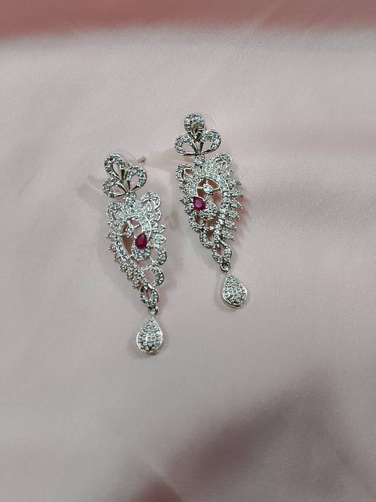 Royal Rose Drop Zircon Earrings