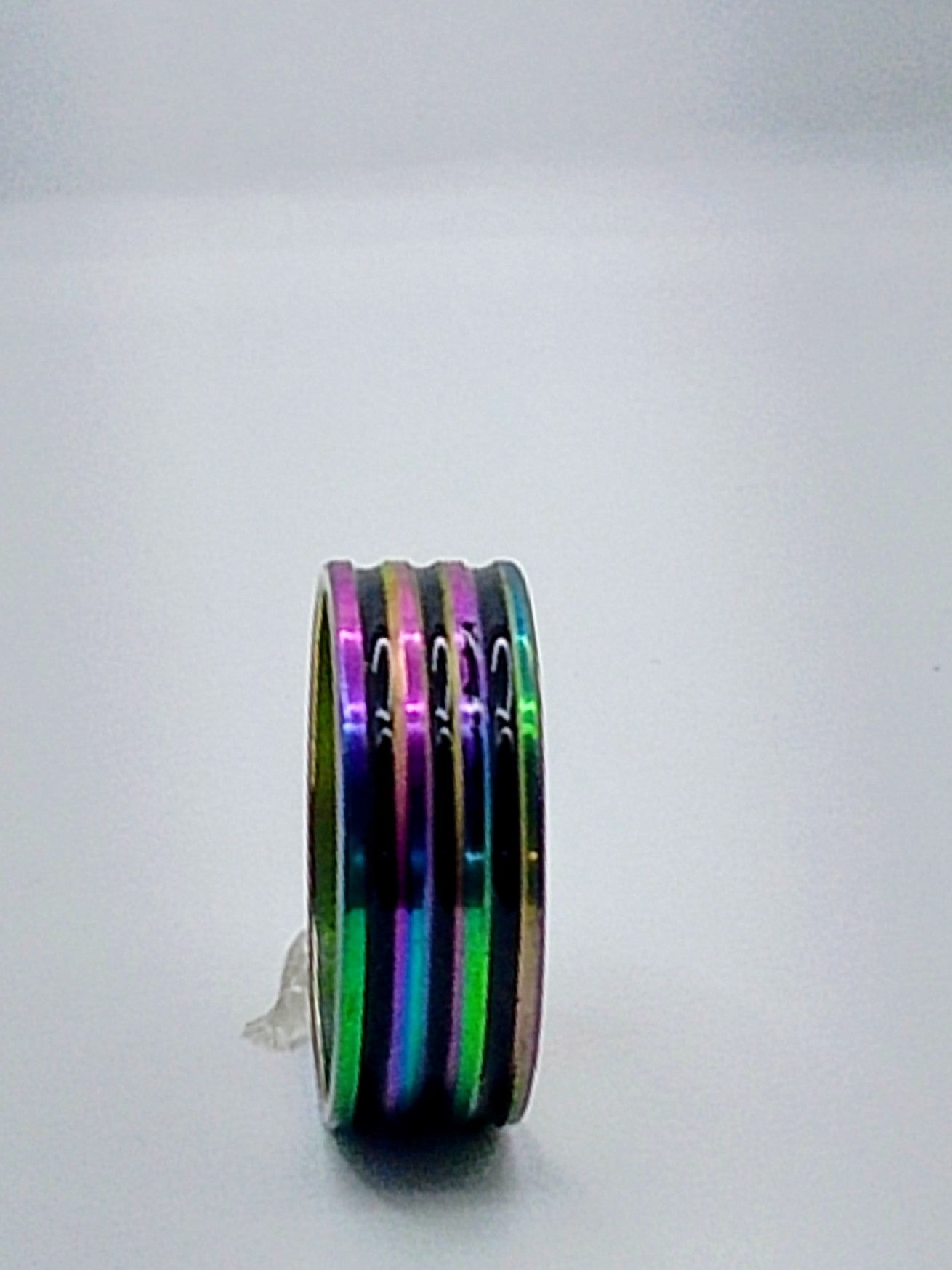 Rainbow Finish Band Ring – Multicolor Statement Design