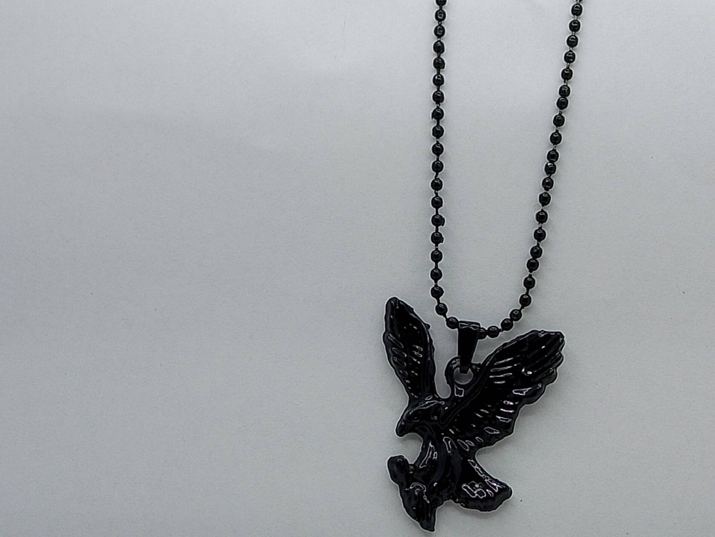 Black Winged Pendant Necklace