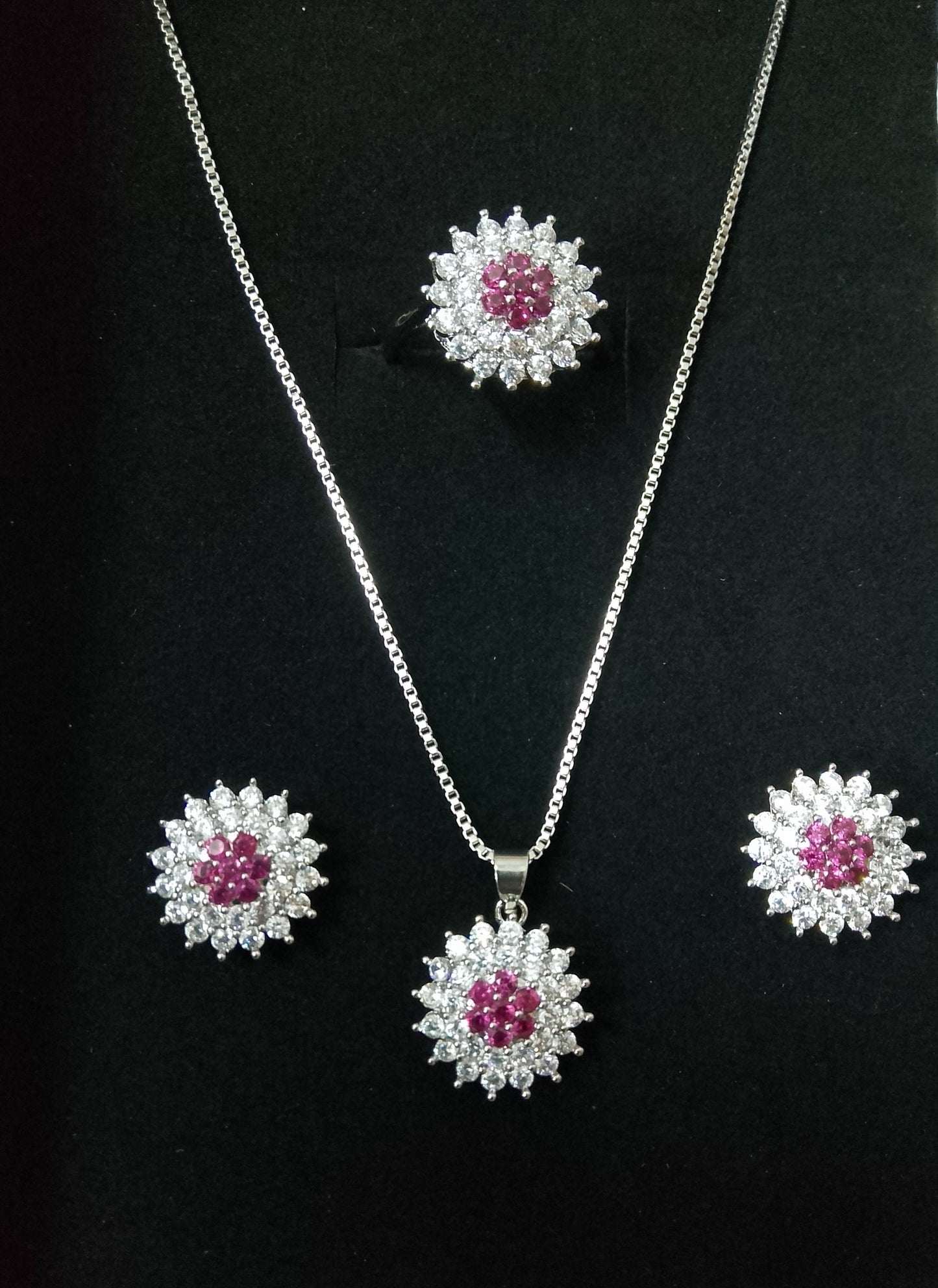 Ruby Bloom Floral Necklace Set – Premium Party Wear